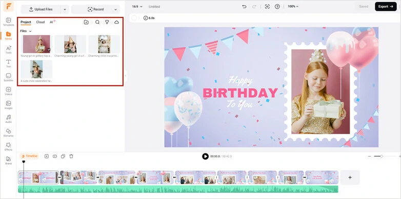 Import All Your Resources for Adding Fade Effects to FlexClip