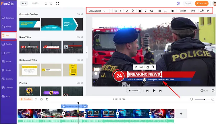 Customize and edit text in the fake news video