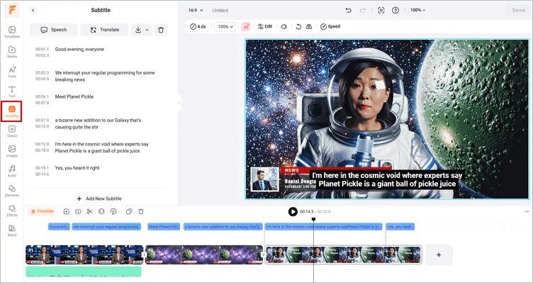Subtitle Your Fake News Report Video