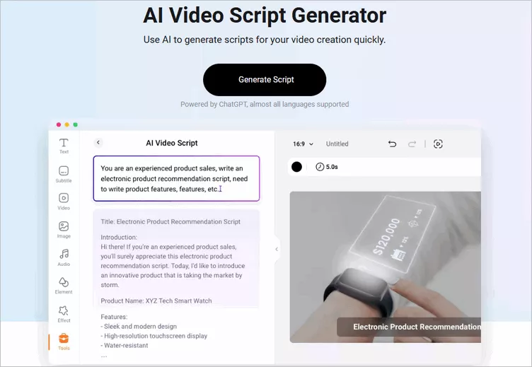 FlexClip AI Video Script Generator
