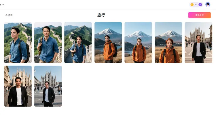 下載生成的虛擬旅行照