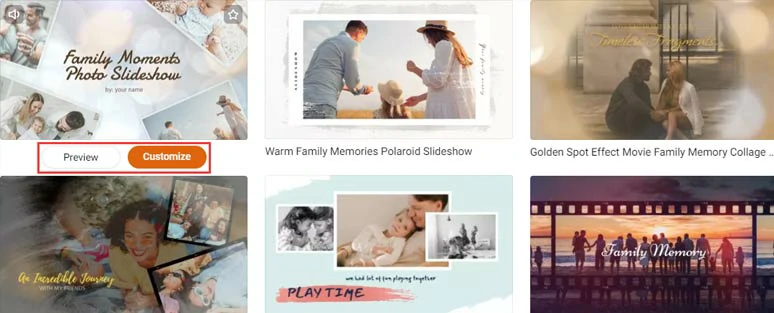 Select a free family slideshow template