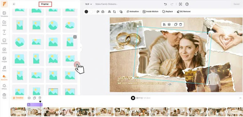 Use diverse textured frames to stylize family slideshow photos