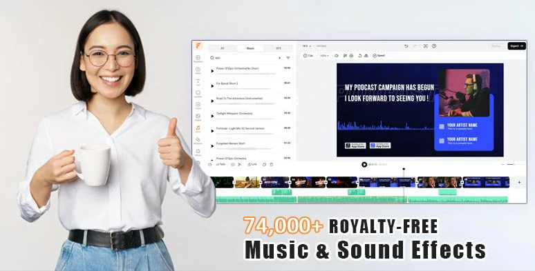 Choose from vast royalty-free music and sound effects to create vibes for your family slideshow