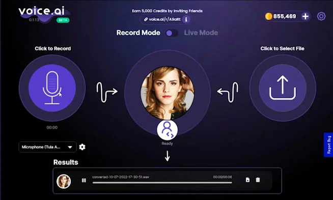 使用的声音。人工智能to generate female celebrity AI voices on your PC