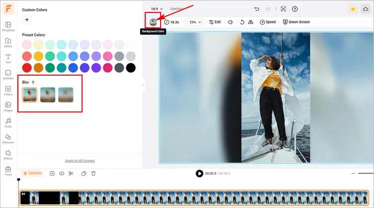Fill the Sides of the Vertical Video with Background Blur Feature - Blur to Fill