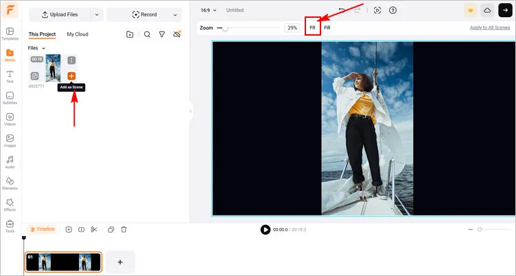 Fill the Sides of the Vertical Video with Background Blur Feature - Fit