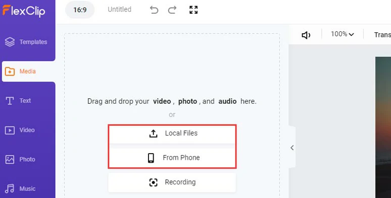 Upload your footage to FlexClip