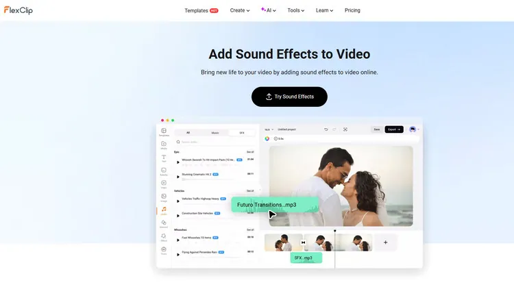 Add Film Projector Sound Effect Manually - FlexClip