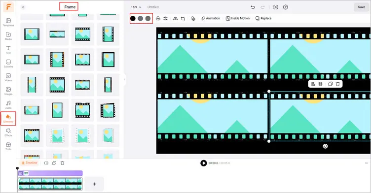 Add Film Strip to Canvas - FlexClip