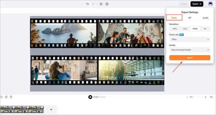 Download Your Video with Film Strip Animation - FlexClip