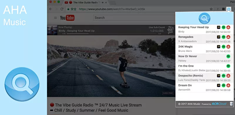 Use AHA Music Identifier to Find the music in YouTube videos