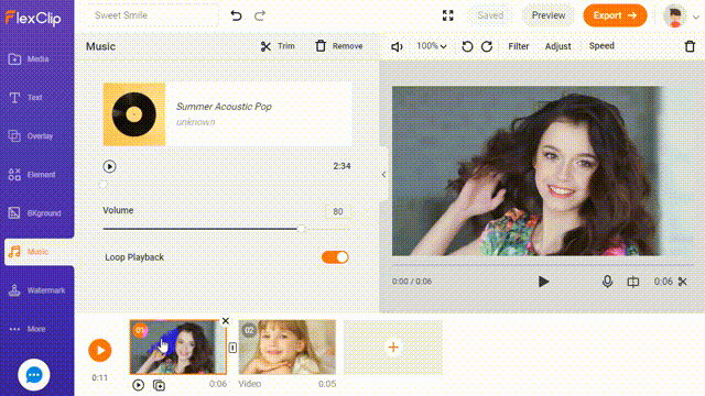 Preview and export the video in HD