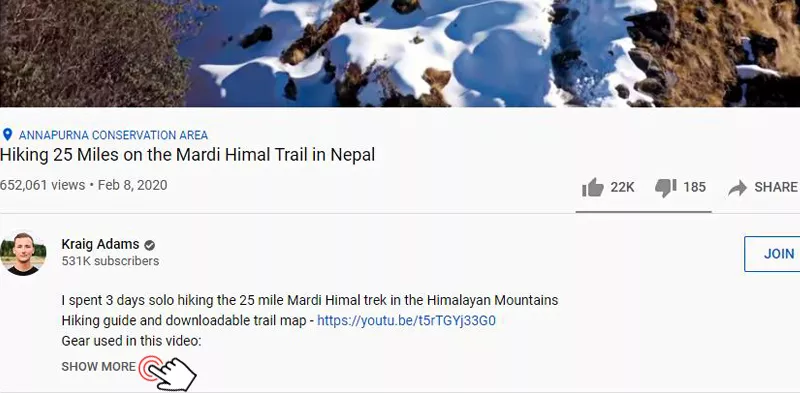 Find music in YouTube video in its video description