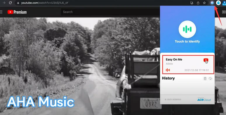 Use AHA Music song finder to identify music in YouTube videos on the browser