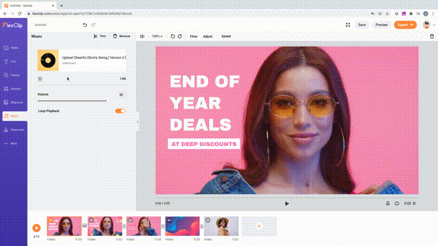 Add music to your video from FlexClip’s music library