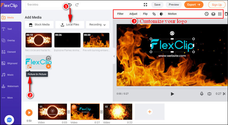 Add Logo to the Fire Intro Video via PIP Feature