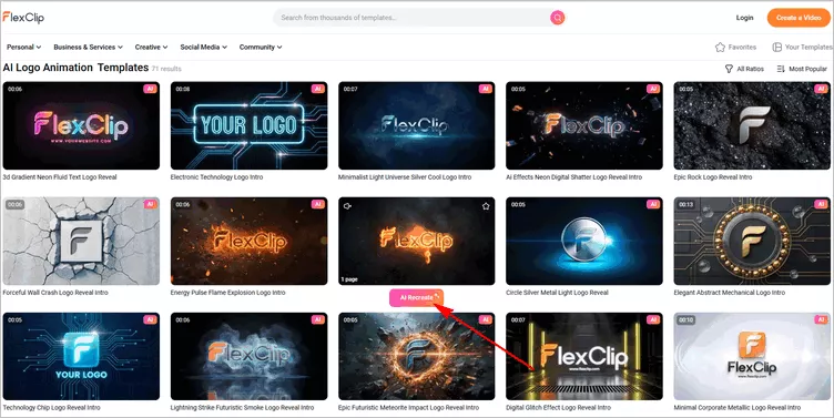 Create Fire Intro Animation with AI Templates - Select AI Template