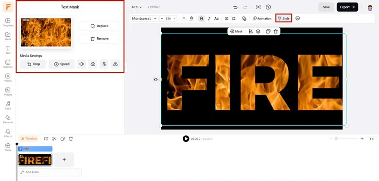 Add Text for Creating Fire Text Mask