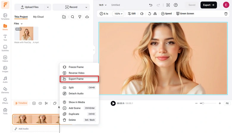 Extract Video Frame at FlexClip