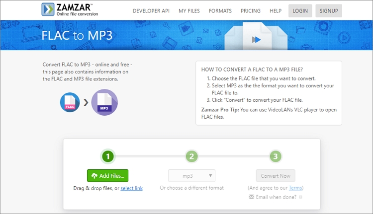 How to Convert FLAC to MP3 - ZAMZAR  