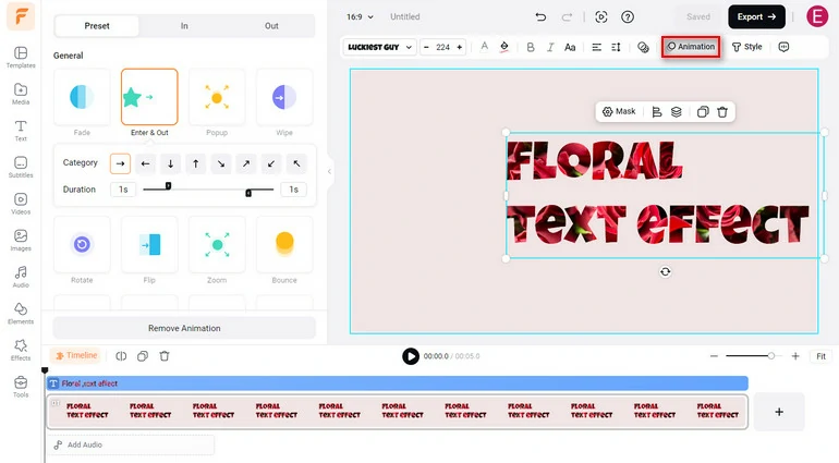 Animate Floral Text Mask