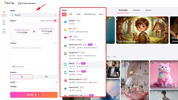 Choose AI Model - FlexClip