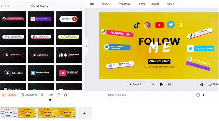 Follow Button Animation in FlexClip