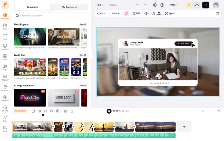 FlexClip Editing Panel Overview