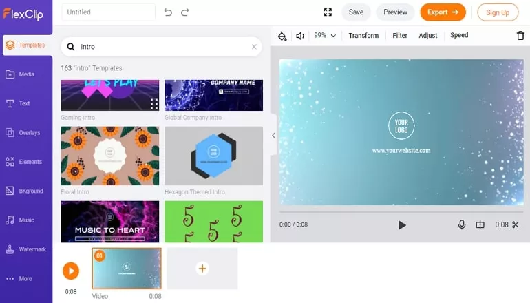 Free Intro & Outro Maker No Watermark - Start with Template