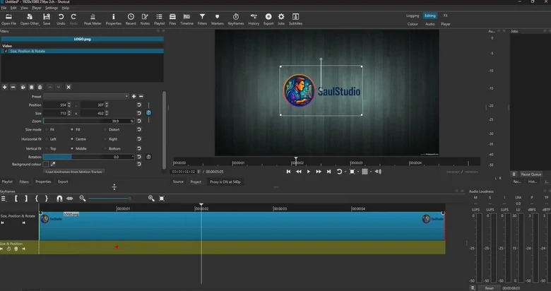 ShotCut Editing Panel Overview