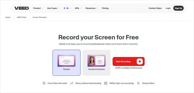 Free Online Screen Recorder - Veed.io