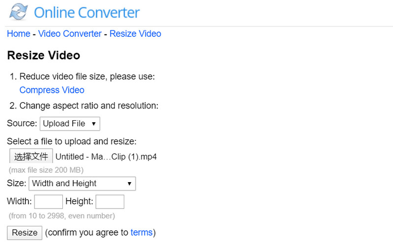 Resize Video Online with Online Converter