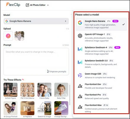 Open Your Image with FlexClip's AI Photo Editor and Make Photo Model Setup