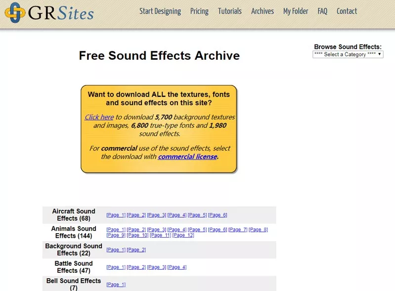 Free Sound Effects Site: GRSites
