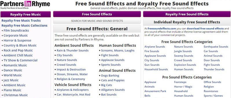 Free Sound Effects Site: Partners in Rhyme