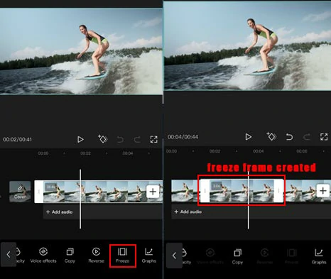 Create freeze frame effects by CapCut