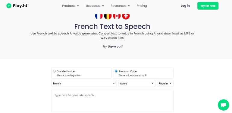 French Text Reader - Narakeet