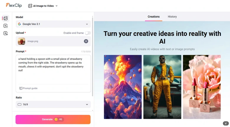 FlexClip Generate Video from Image