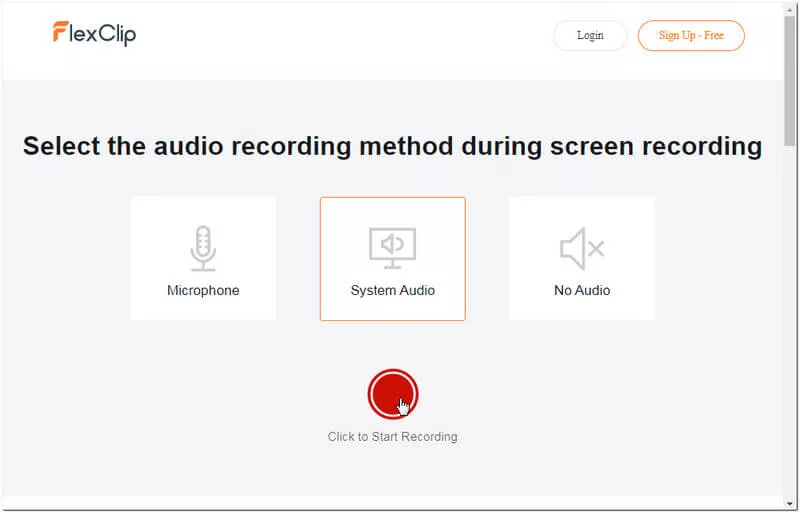 Choose audio for fullscreen recording.