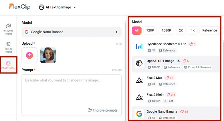 Upload Your Photo to FlexClip's AI Photo Editor
