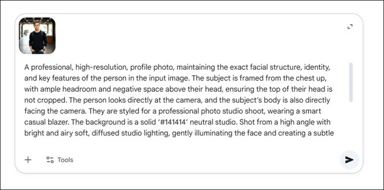 Enter Prompt for Headshot Generation in Gemini