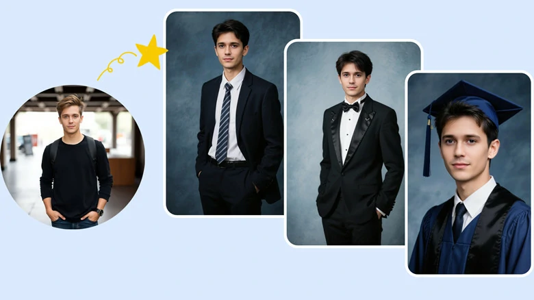 Selfie to Yearbook Style Headshot with FlexClip's AI Headshot Generator