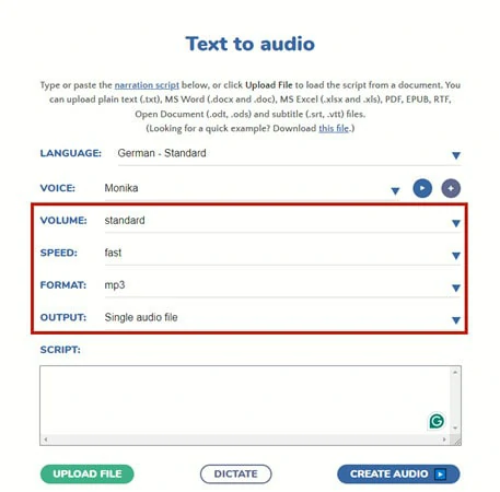 Make Settings of the Future German Voice Recording