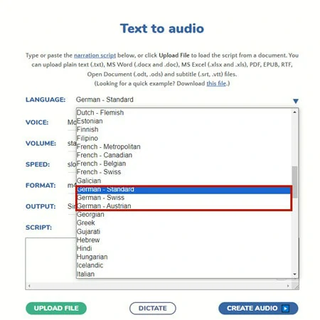 Set German as Your Targeted Language in Narakeet