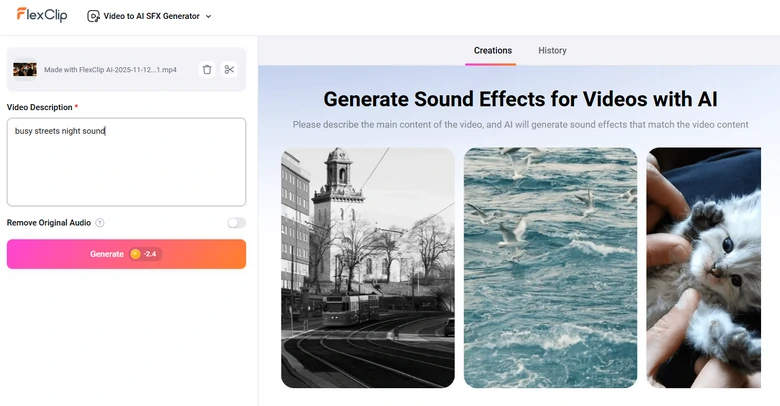 Generate Video Sound Effects