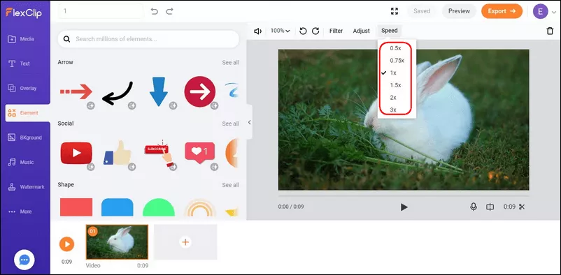 FlexClip Video Speed Editor