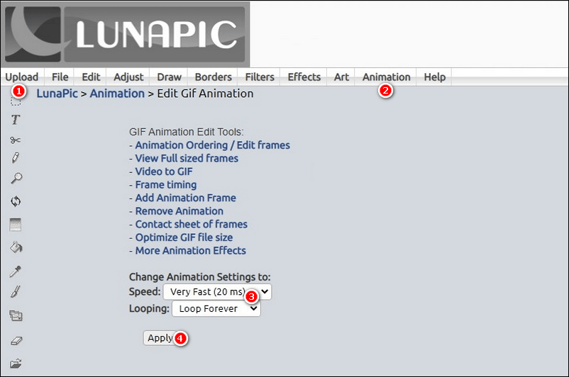 Edit GIF Animation with LunaPic