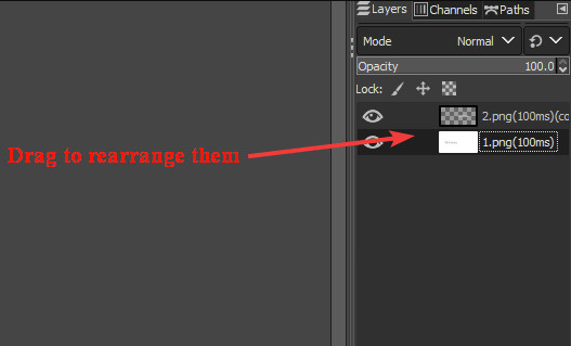 GIMP Create GIF - Order the Layer