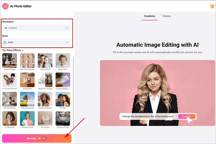 Adjust Settings & Generate